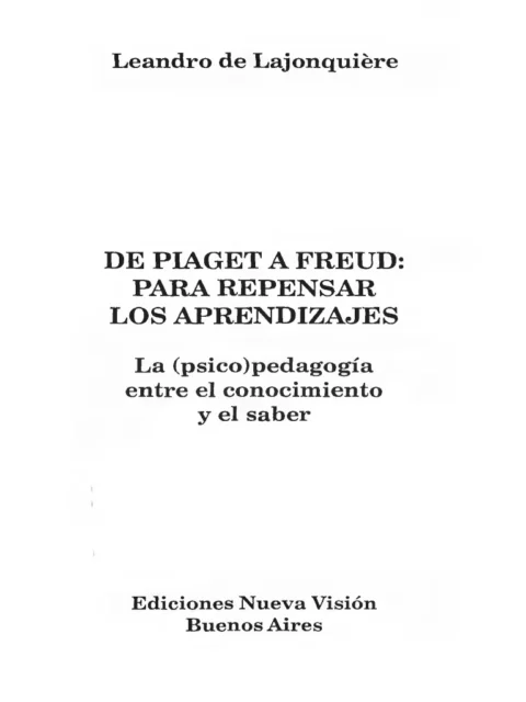 De Paiget a Freud, para repensar los aprendizajes